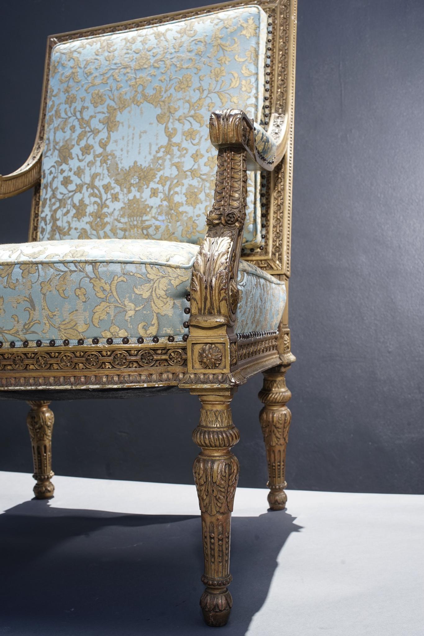 Pair of 19th Century French Giltwood Armchairs In Good Condition For Sale In Los Angeles, CA