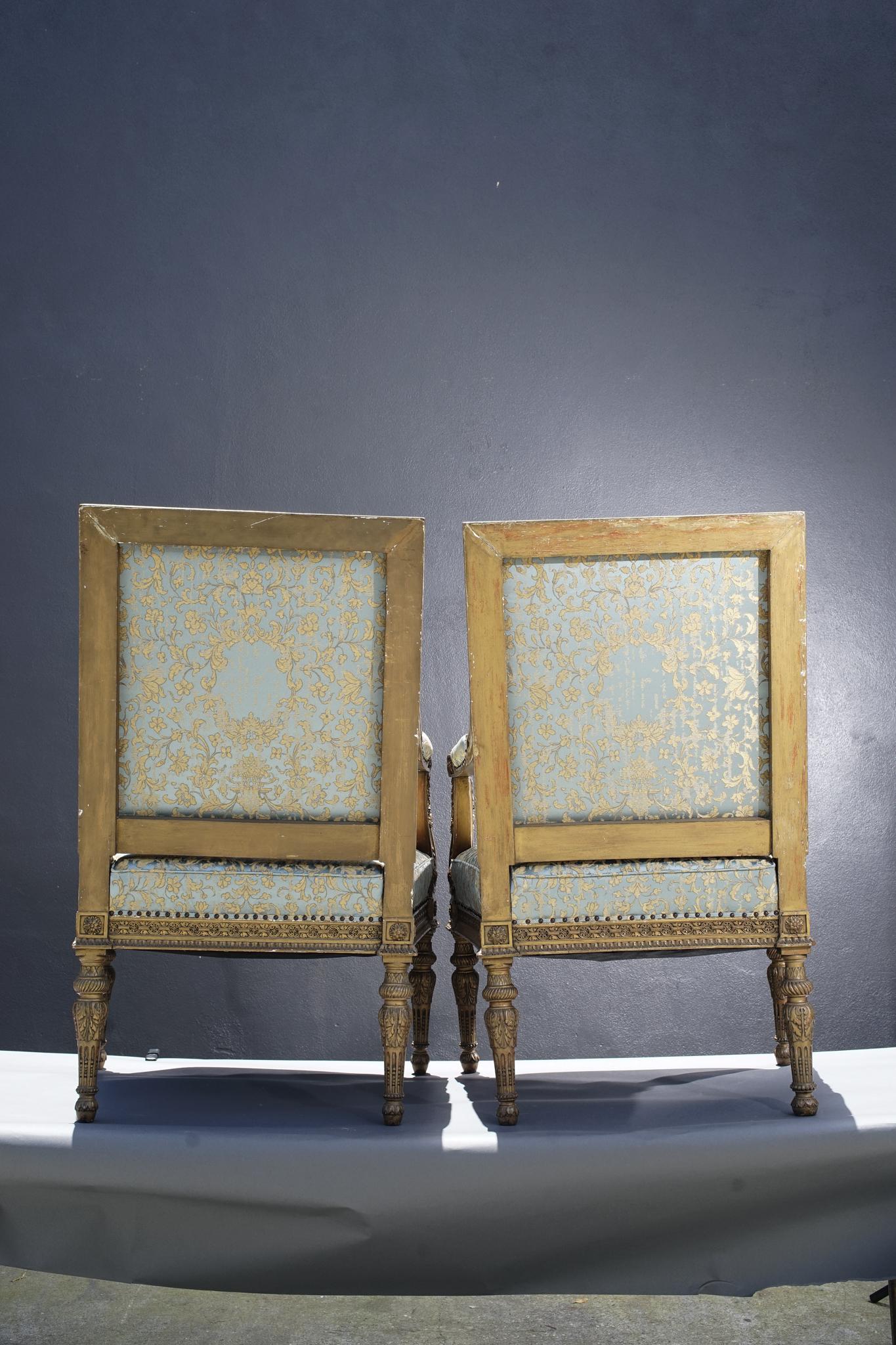 Pair of 19th Century French Giltwood Armchairs For Sale 1