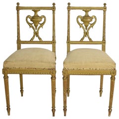 Pair of 19th Century French Giltwood "Au Bon Marche" Side Chairs