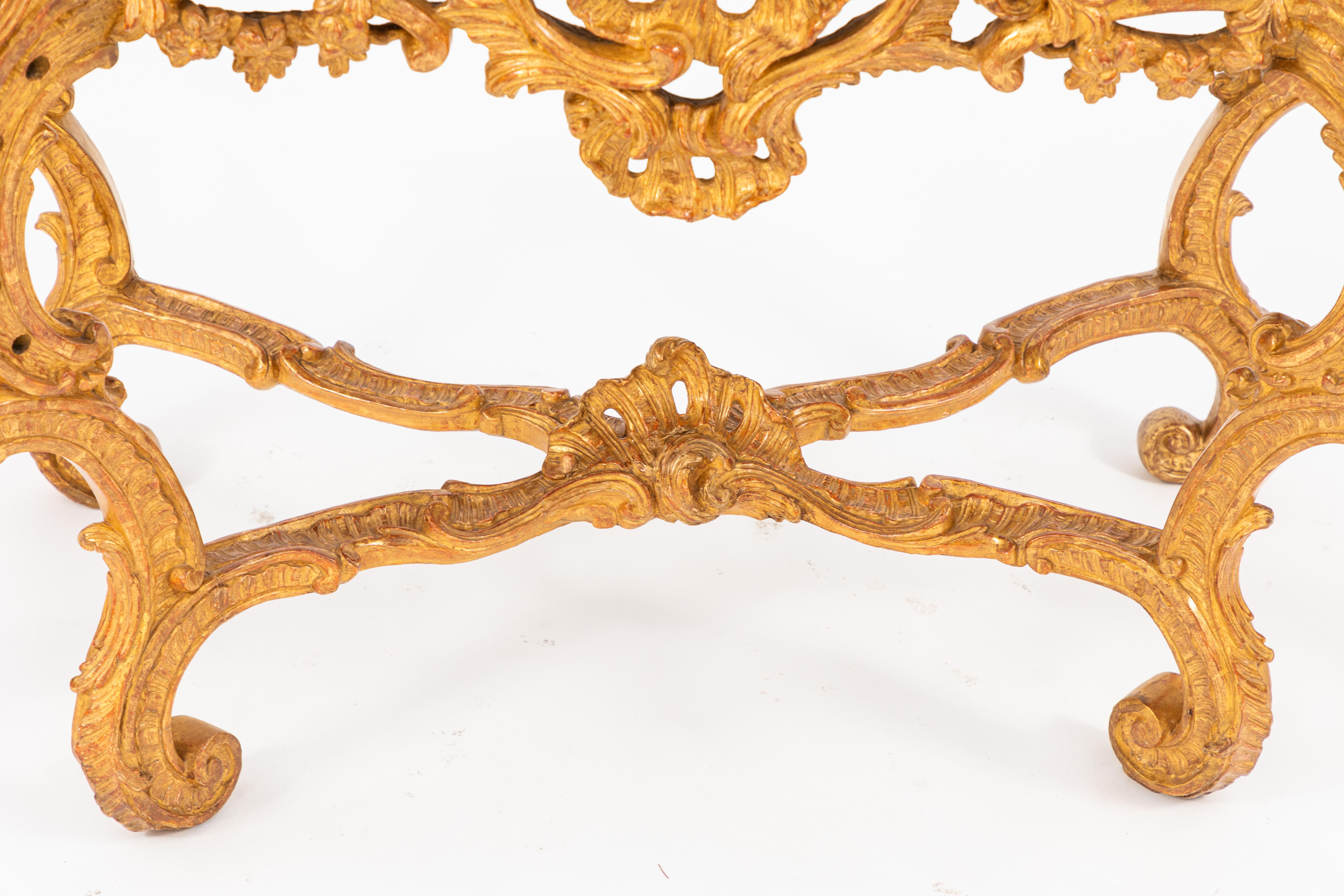 Pair of 19th Century French Giltwood Consoles with Marble Tops In Good Condition For Sale In Los Angeles, CA
