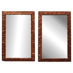 Pair of 19th Century French Giltwood Mirrors in Copper Finish