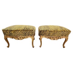 Antique Pair of 19th Century French Giltwood Ottomans