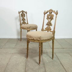 Chaises d'appoint françaises du XIXe siècle en bois doré, de style néoclassique, CIRCA 1860