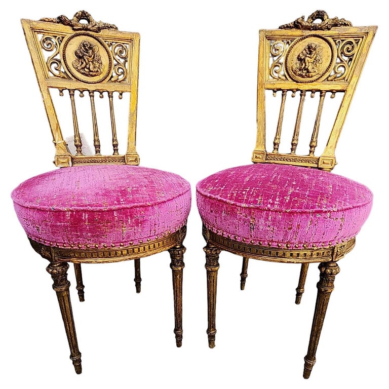 Pair of 19th Century French Giltwood Side Chairs For Sale at 1stDibs