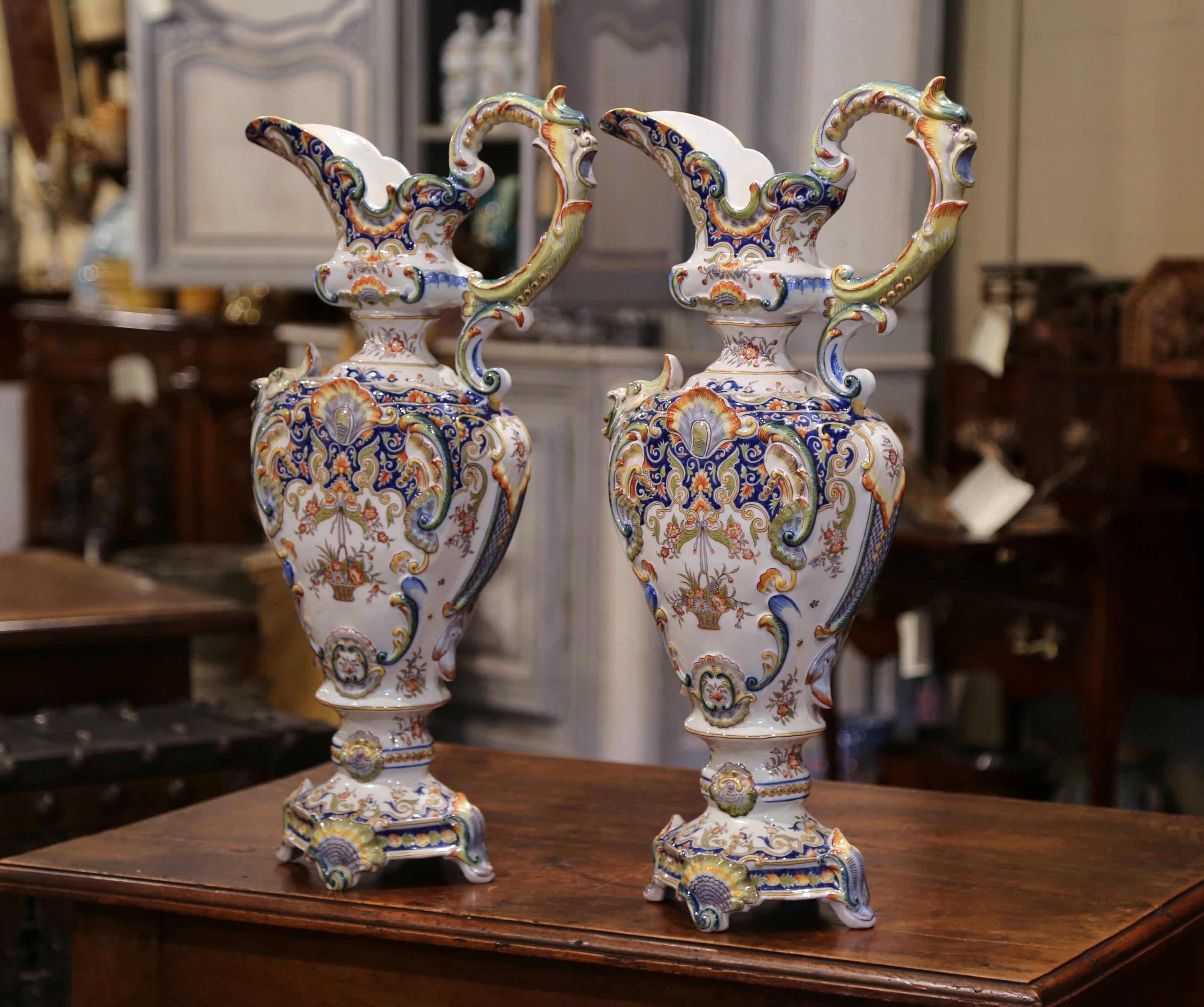 Make a statement on your mantel (fireplace) with these tall, impressive ewers. These antique 