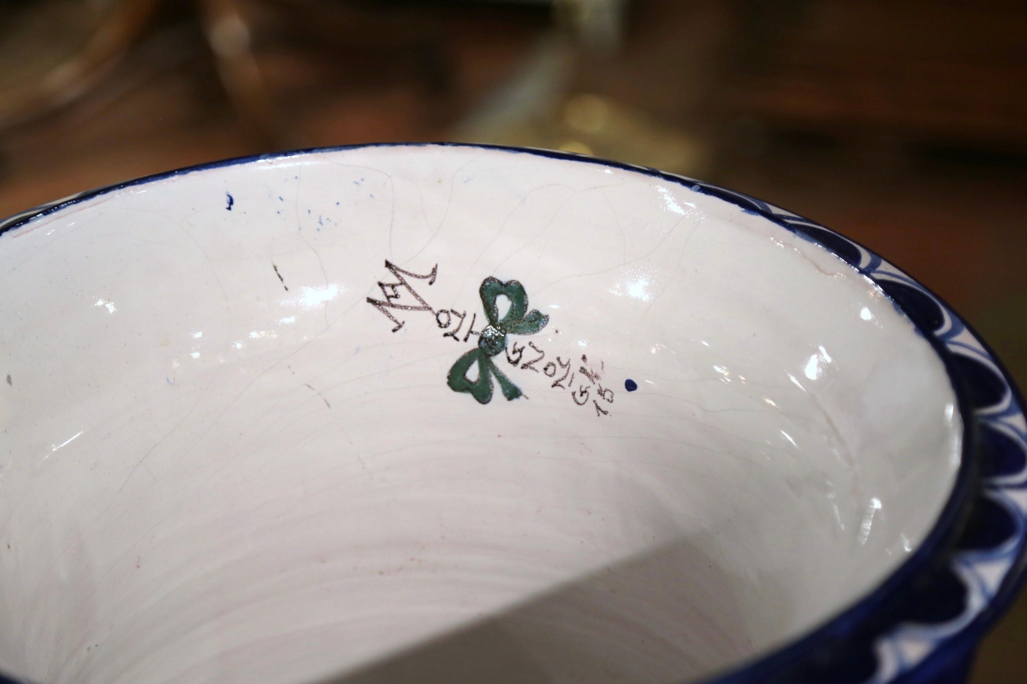Pair of 19th Century French Hand-Painted Faience Planters from Nevers 8