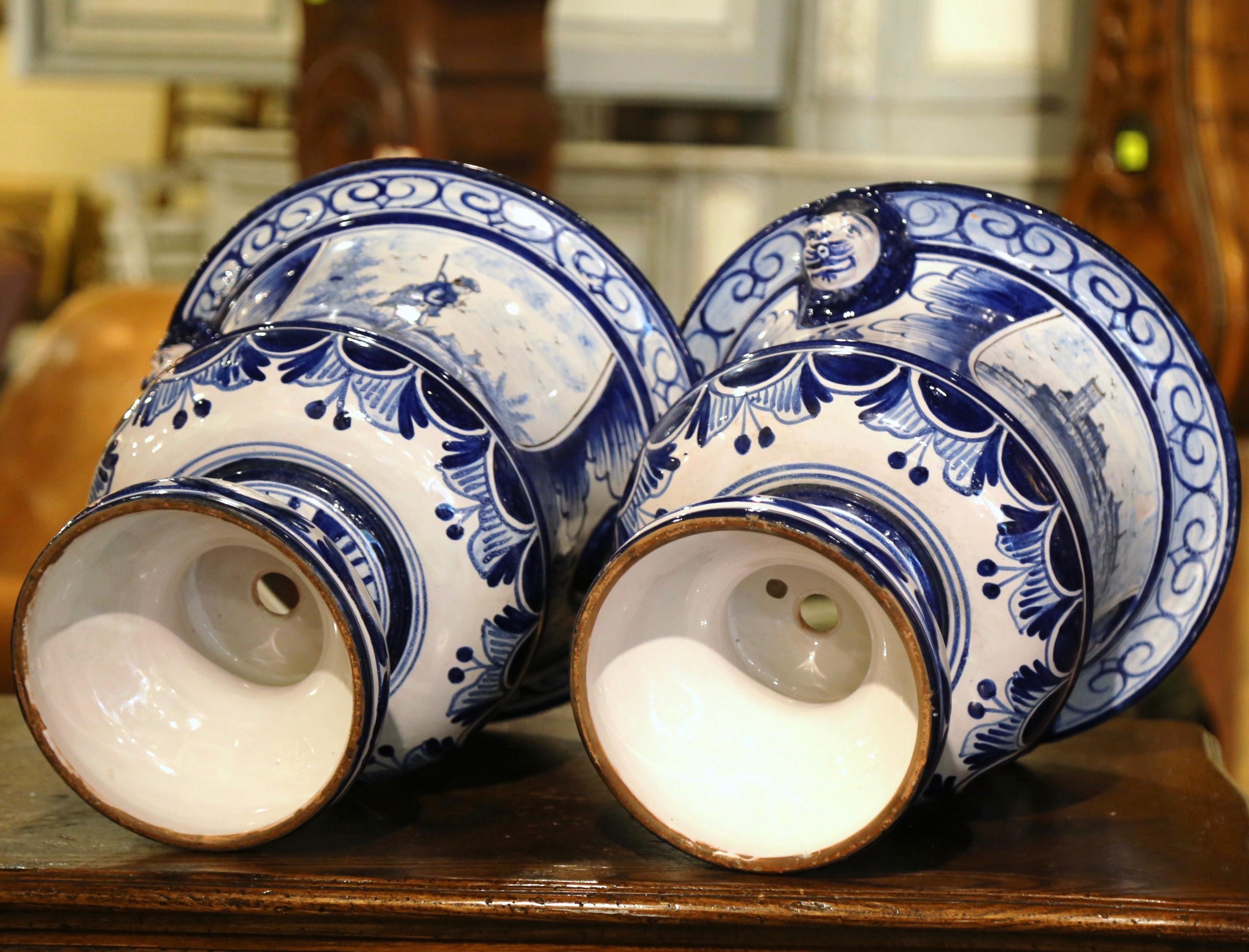 Pair of 19th Century French Hand-Painted Faience Planters from Nevers 10