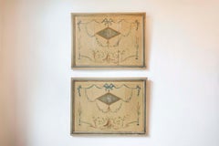 Coppia di pannelli da parete dipinti a mano francesi del XIX secolo