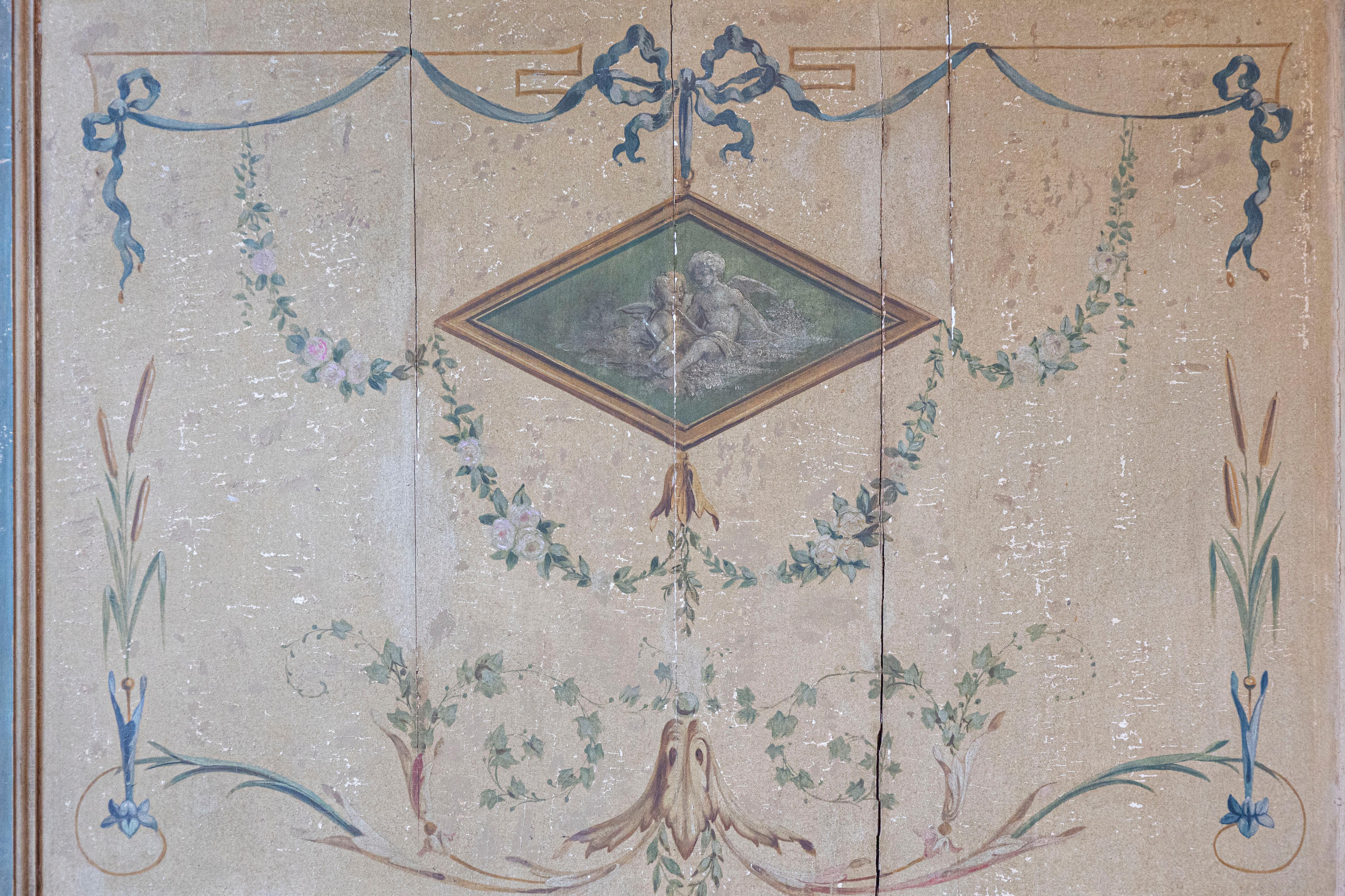 Pair of 19th Century French Hand Painted Wall Panels For Sale at 1stDibs