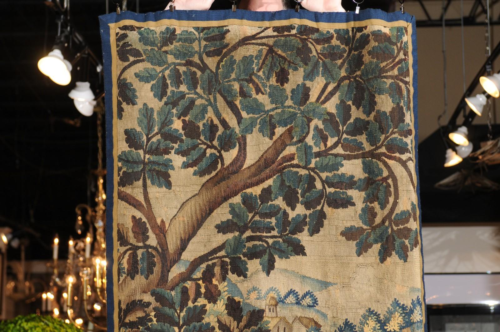 Pair of 19th Century French Handmade Vertical Tapestries with Pastoral Scenes 3