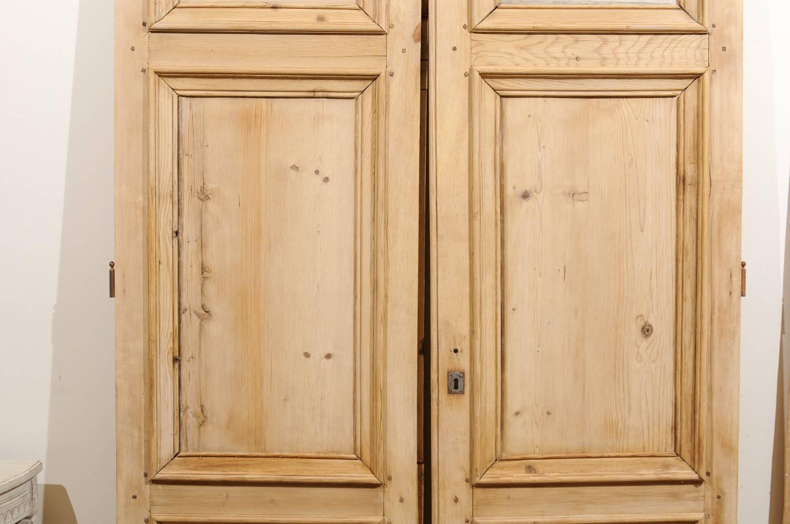 Pair of 19th Century French Haussmannian Wooden Doors with Molded Panels 2