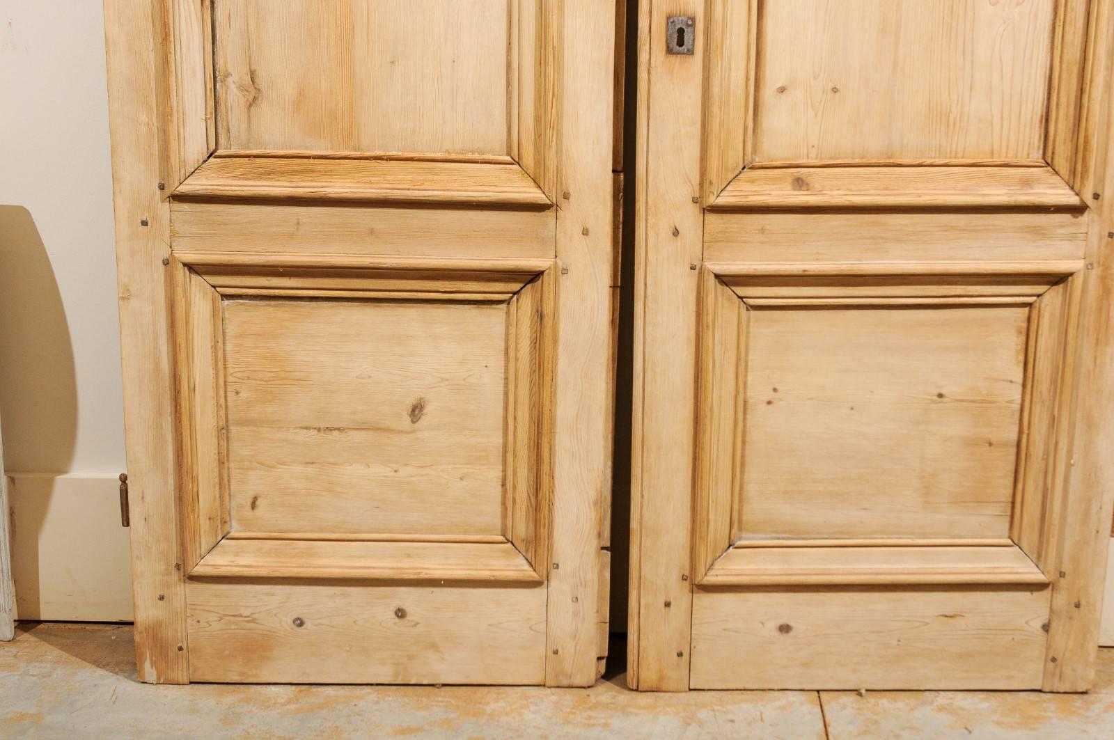 Pair of 19th Century French Haussmannian Wooden Doors with Molded Panels 3