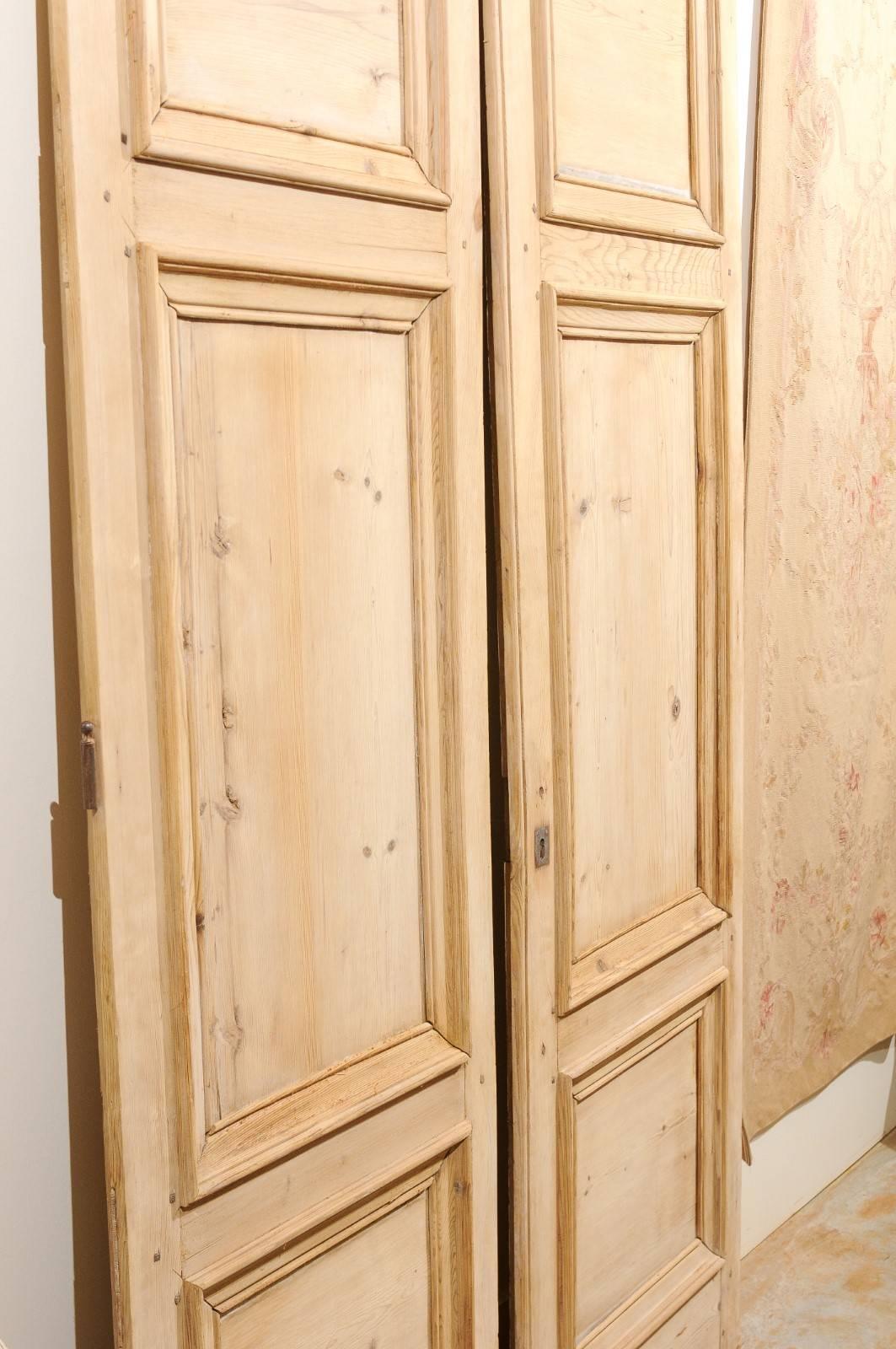 Pair of 19th Century French Haussmannian Wooden Doors with Molded Panels 5
