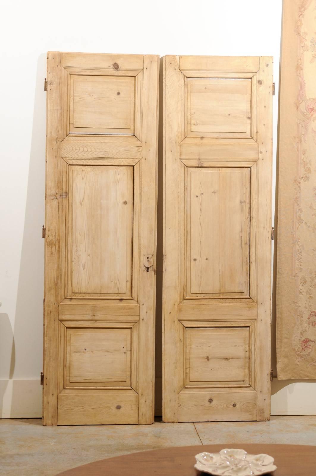 Pair of 19th Century French Haussmannian Wooden Doors with Molded Panels 6