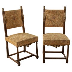 Coppia di poltrone in faggio intagliato in stile HENRY II francese del XIX secolo, con punta d'ago