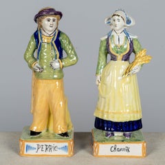 Pair of 19th Century French Henriot Quimper Faience Figurines