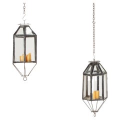 Pair of 19th Century French Hexagonal Metal Lanterns