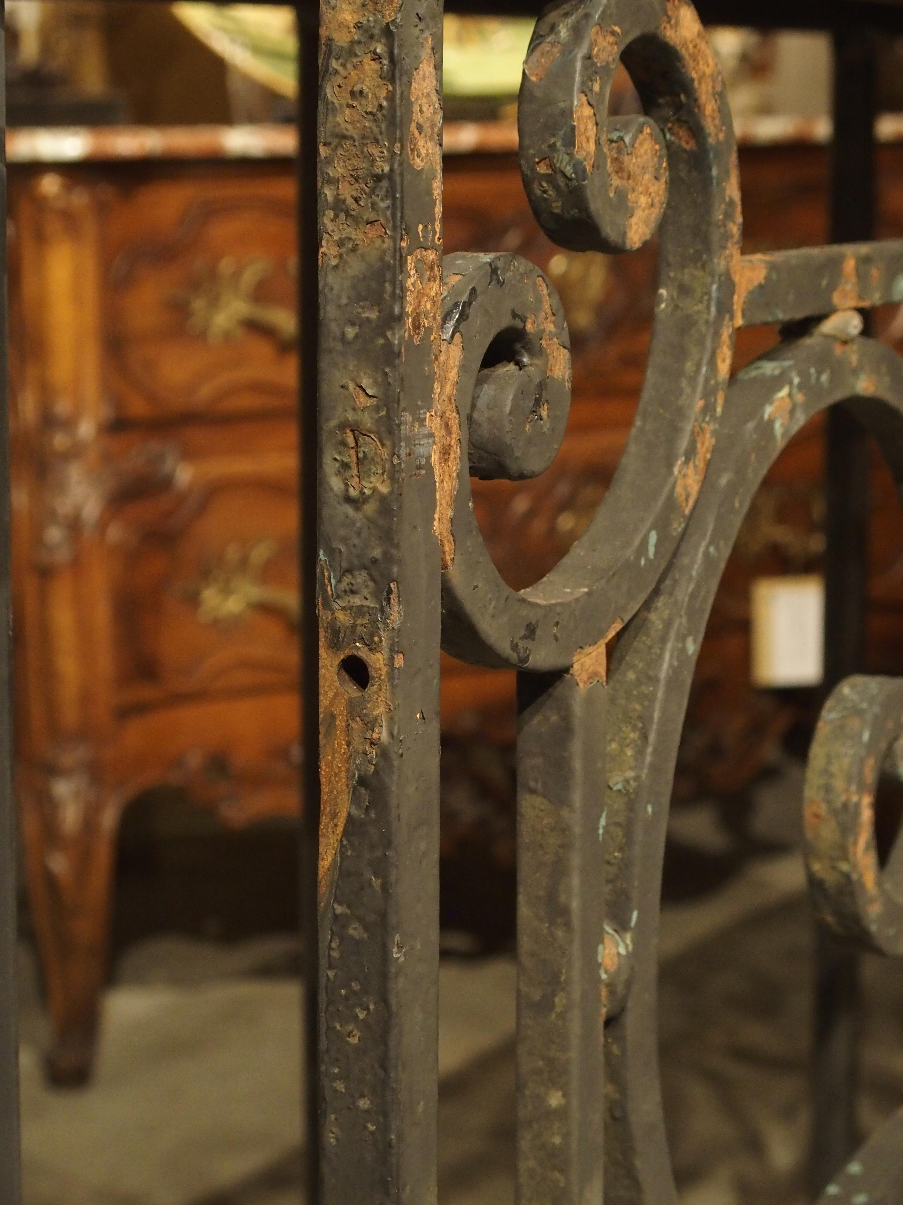 Pair of 19th Century French Iron Balcony Gate Consoles with Bluestone Tops 7