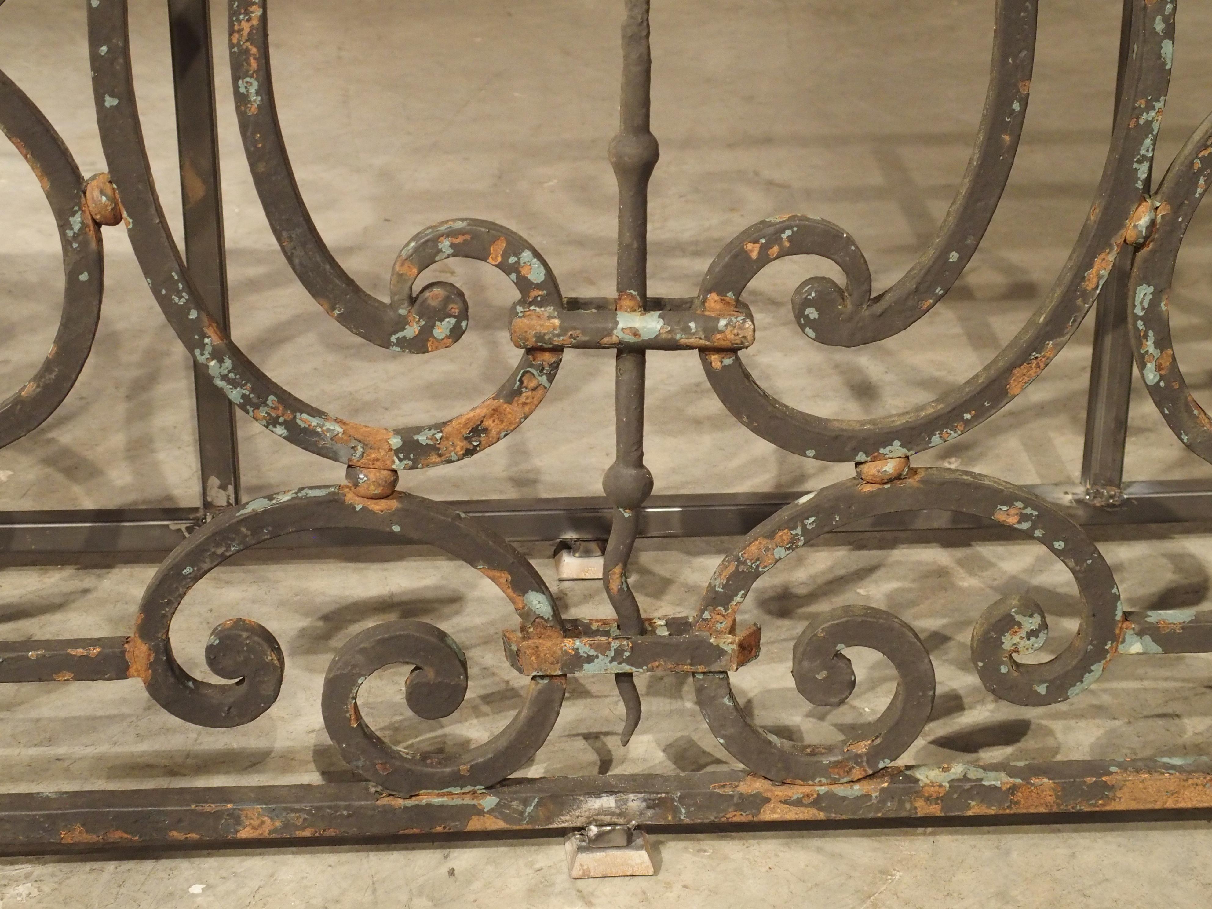 Pair of 19th Century French Iron Balcony Gate Consoles with Bluestone Tops 15