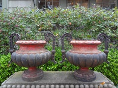 Pair of 19th Century French Iron Garden Urns