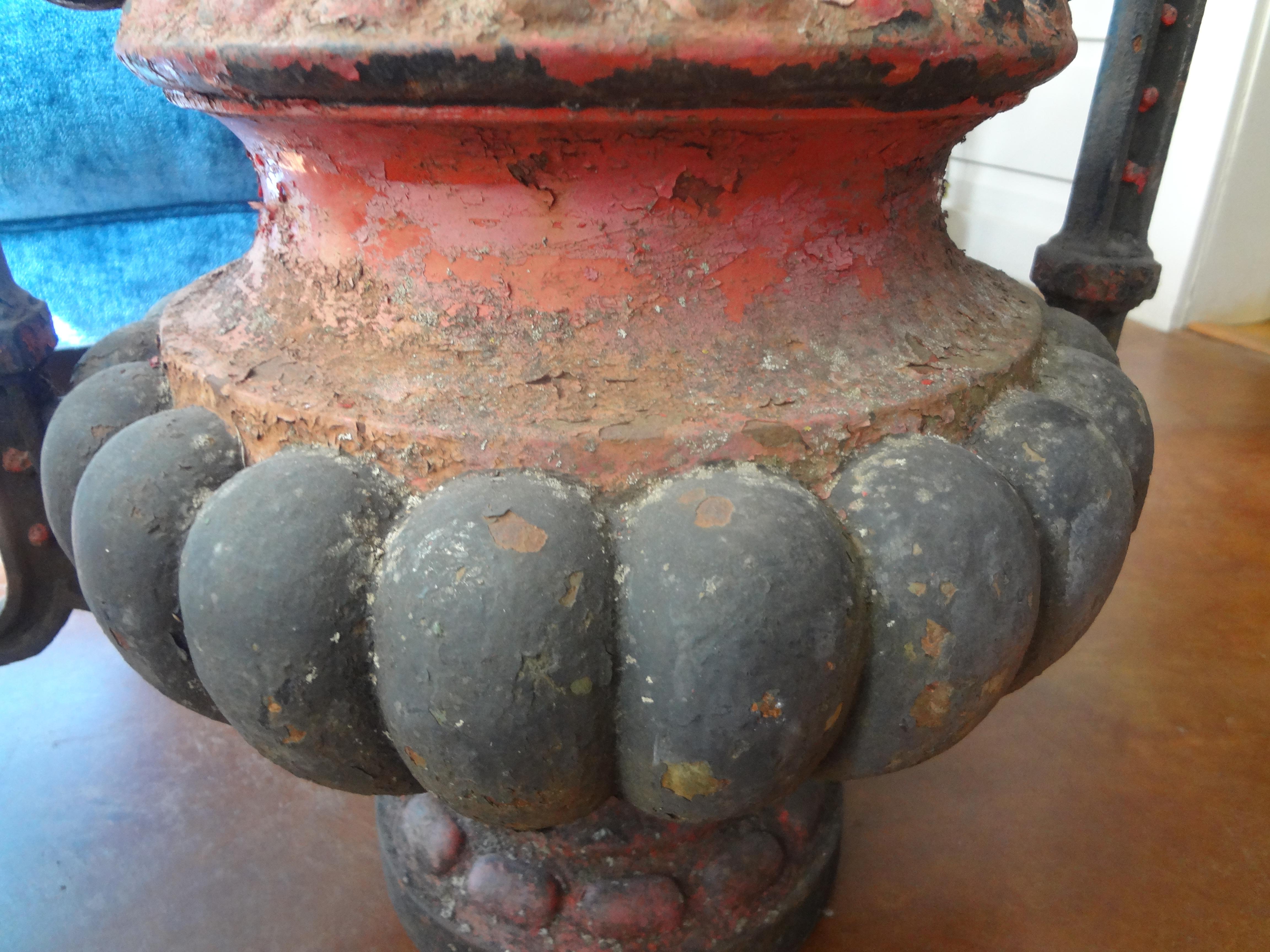 Pair of 19th Century French Iron Garden Urns For Sale 1