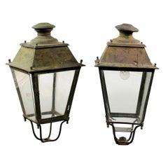 Pair of 19th Century French Iron Lanterns Designed for a Post or Arms