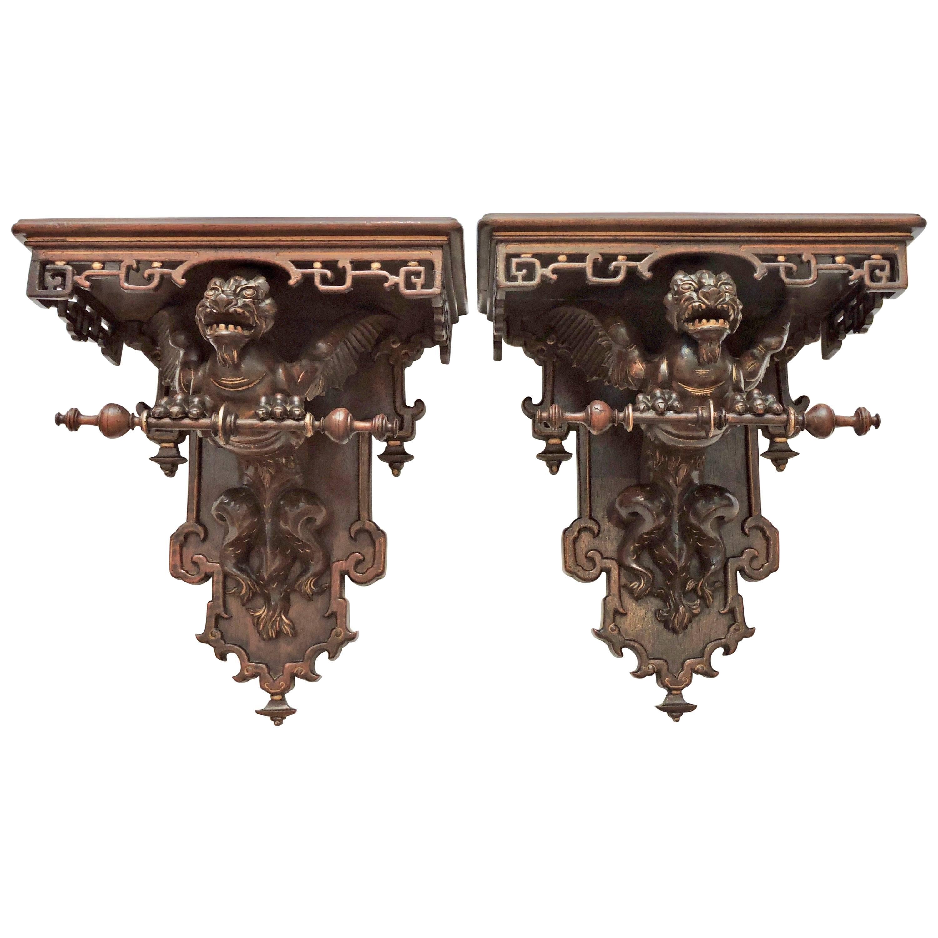 Pair of 19th Century French Japonisme Console Style Wall-Brackets