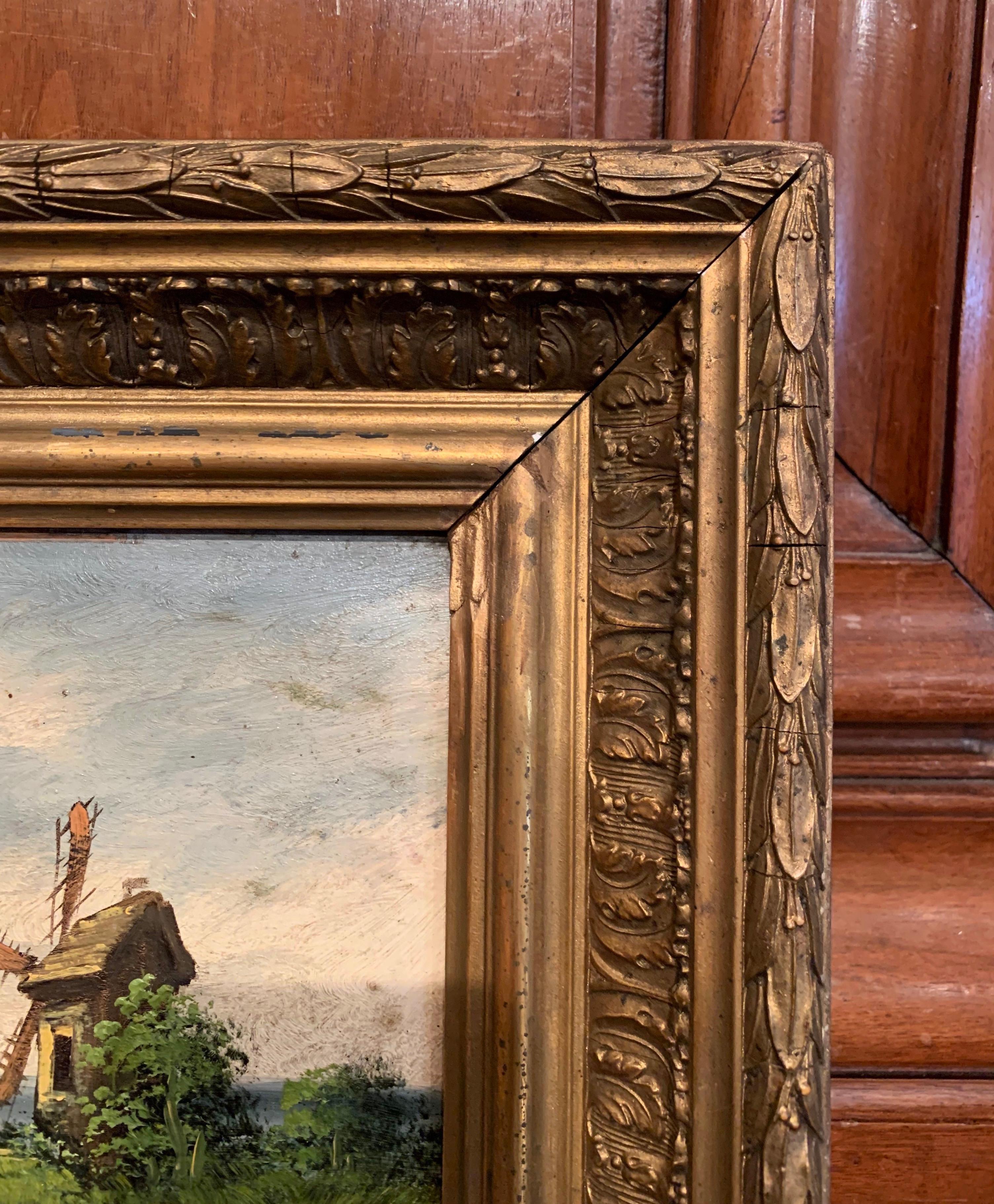 Pair of 19th Century French Landscape Paintings in Gilt Frames Signed M. Max 6