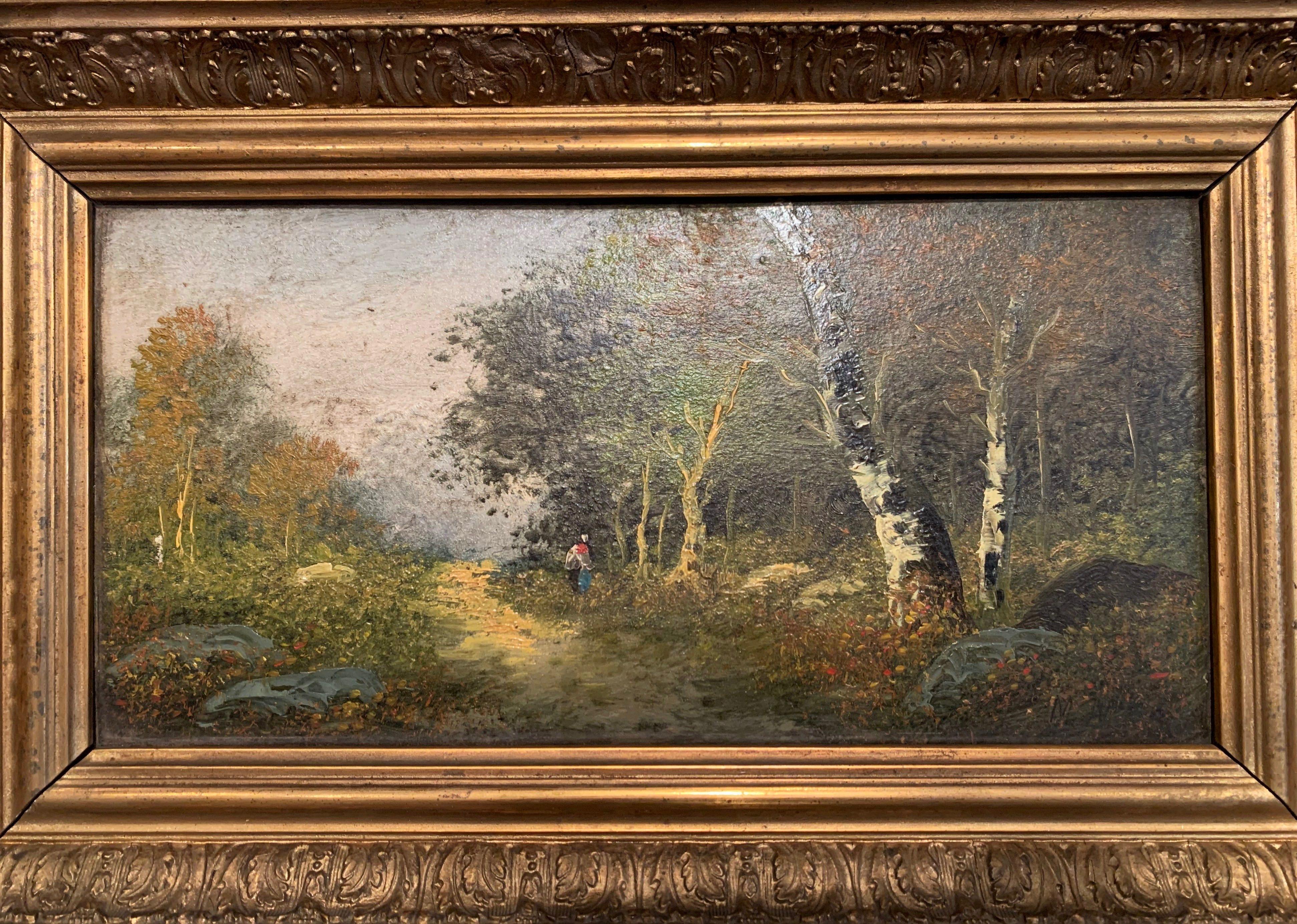 Canvas Pair of 19th Century French Landscape Paintings in Gilt Frames Signed M. Max