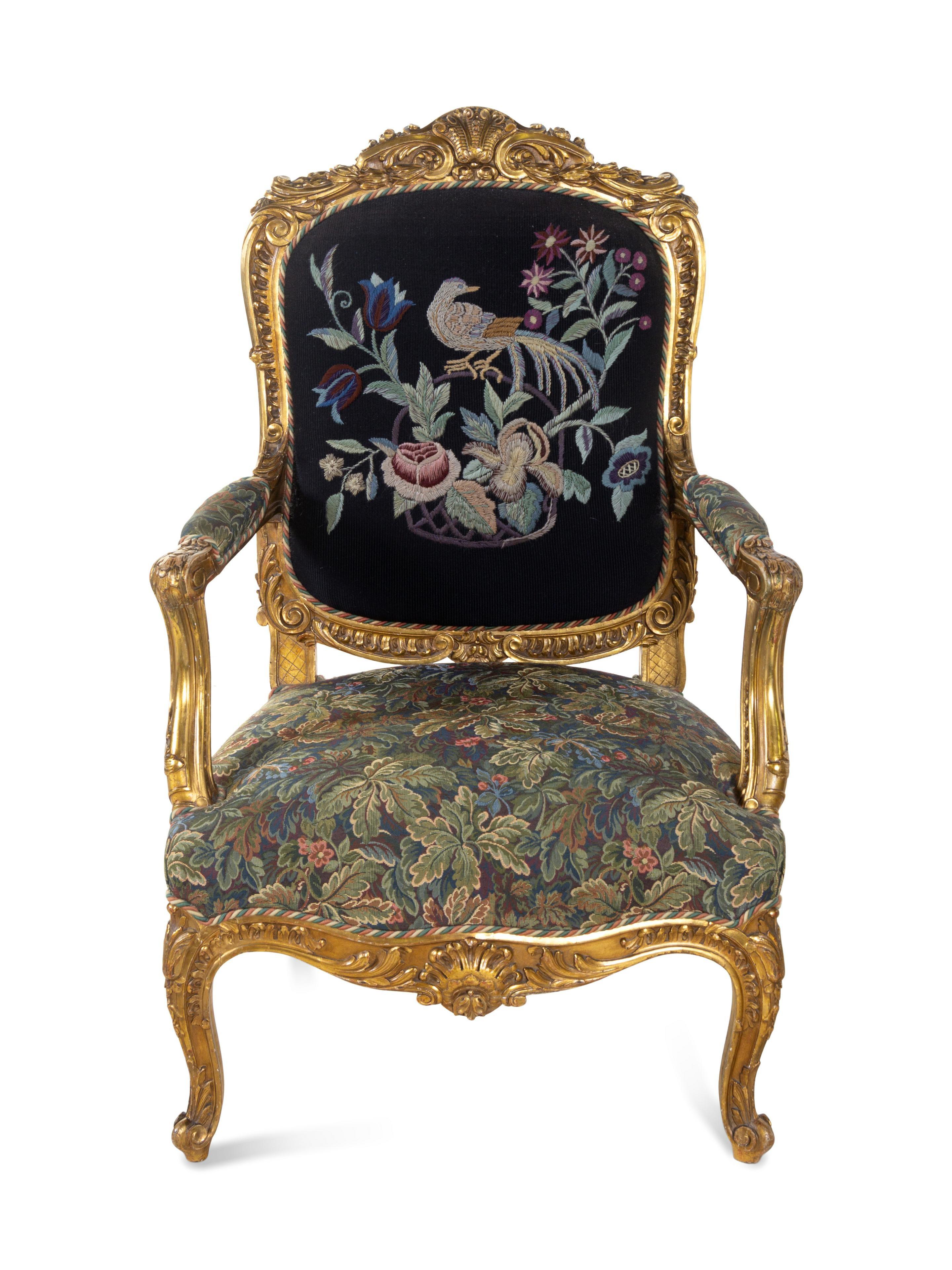 Pair of 19th Century French Large Louis XV Giltwood Fauteuils For Sale ...
