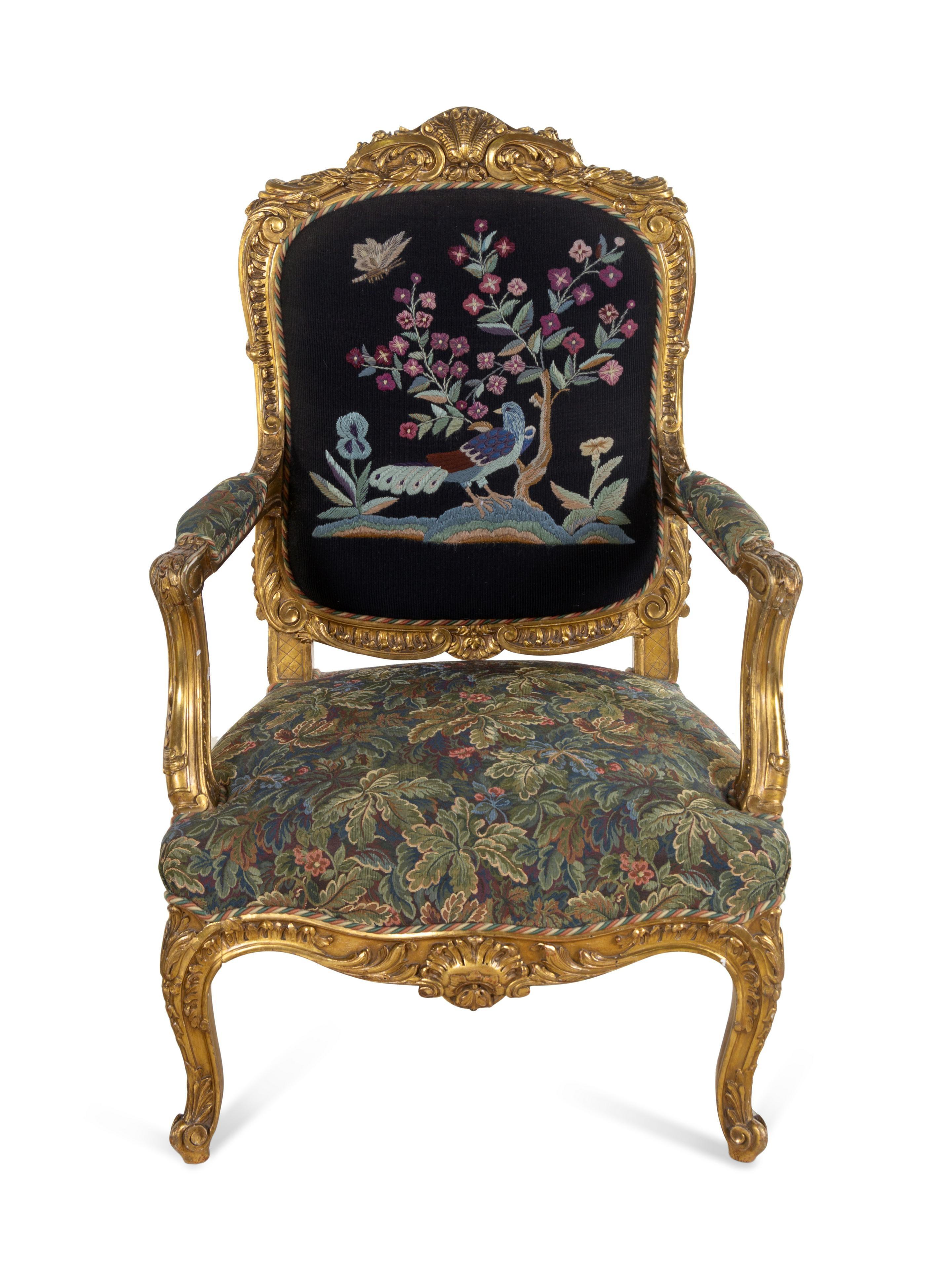 Pair of 19th Century French Large Louis XV Giltwood Fauteuils For Sale ...