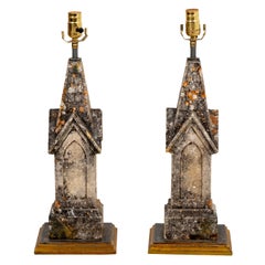 Pair of 19th Century French Limestone Finial Lamps