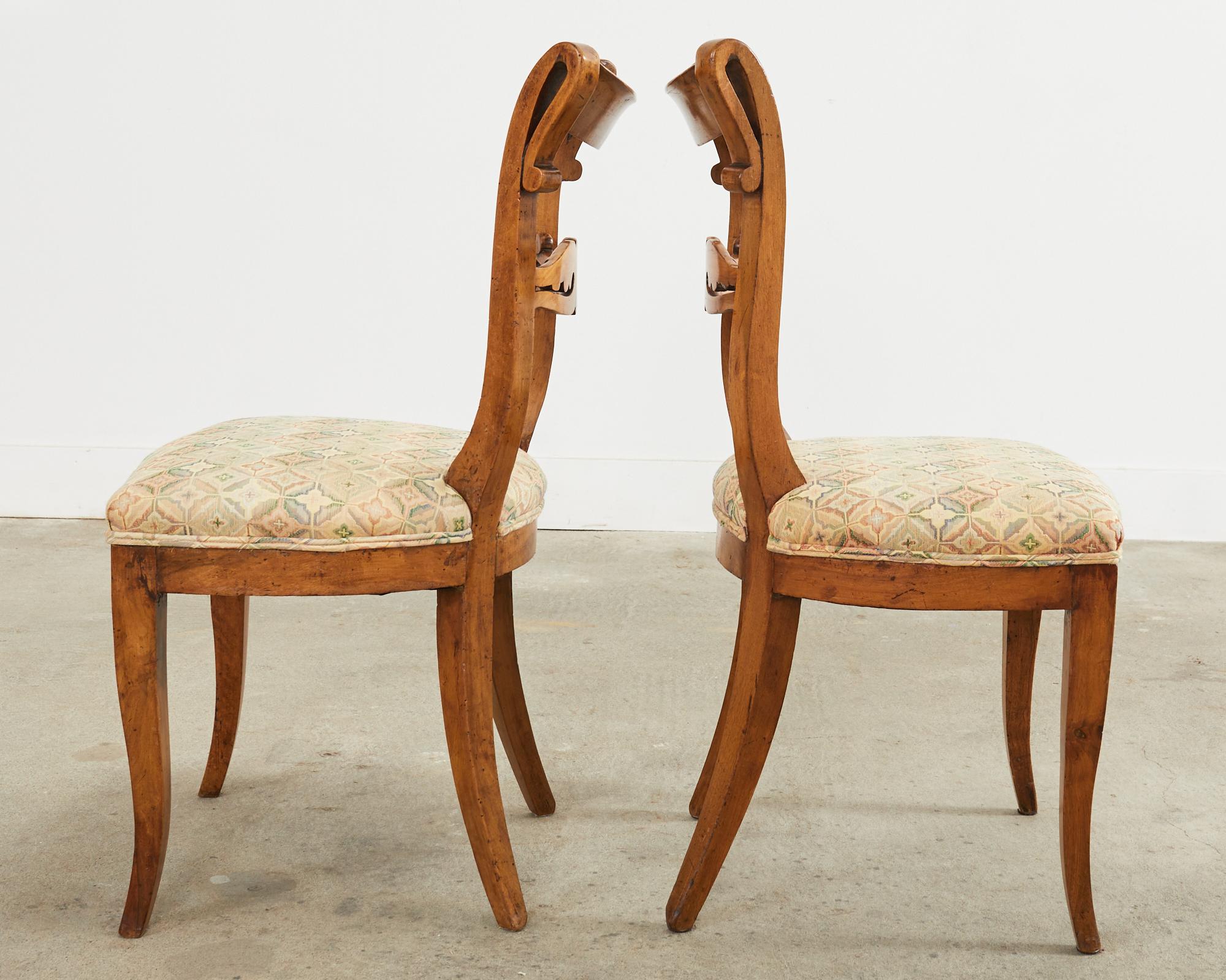 Pair of 19th Century French Louis Philippe Fruitwood Hall Chairs For Sale 1