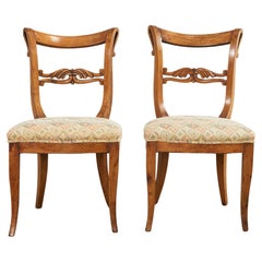 Antique Pair of 19th Century French Louis Philippe Fruitwood Hall Chairs