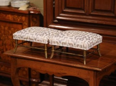 Pair of 19th Century French Louis Philippe Giltwood Footstools with New Fabric