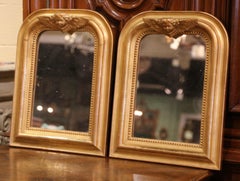 Pair of 19th Century French Louis Philippe Giltwood Mirrors with Angel Decor