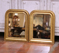 Pair of 19th Century French Louis Philippe Giltwood Mirrors with Floral Motifs