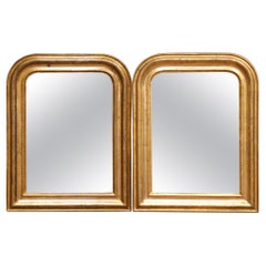Pair of 19th Century French Louis Philippe Giltwood Mirrors with Floral Motifs