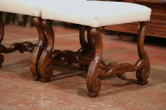 Pair of 19th Century French Louis XIII Carved Walnut Os De Mouton Stools
