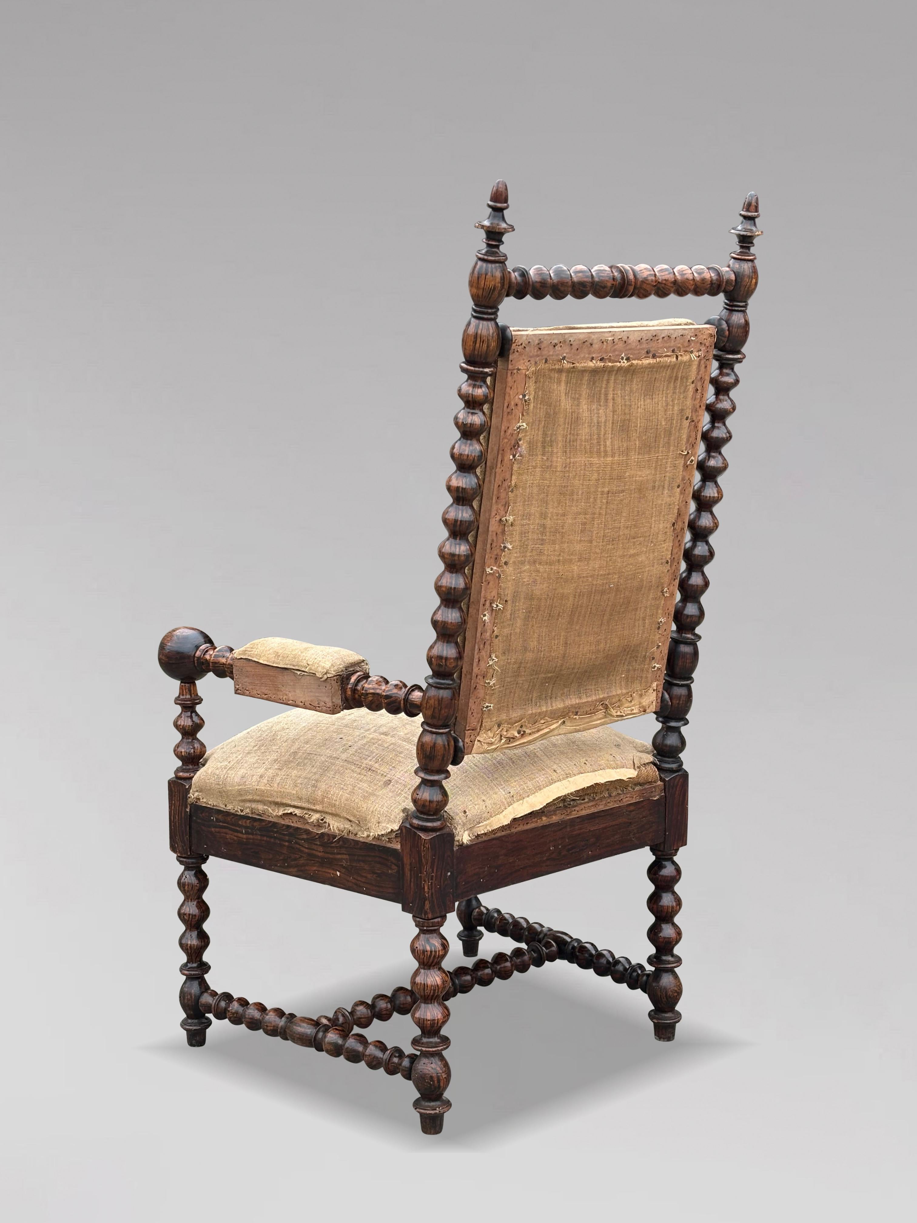 Legno Coppia di poltrone francesi del XIX secolo in stile Luigi XIII in finto palissandro a tombolo in vendita