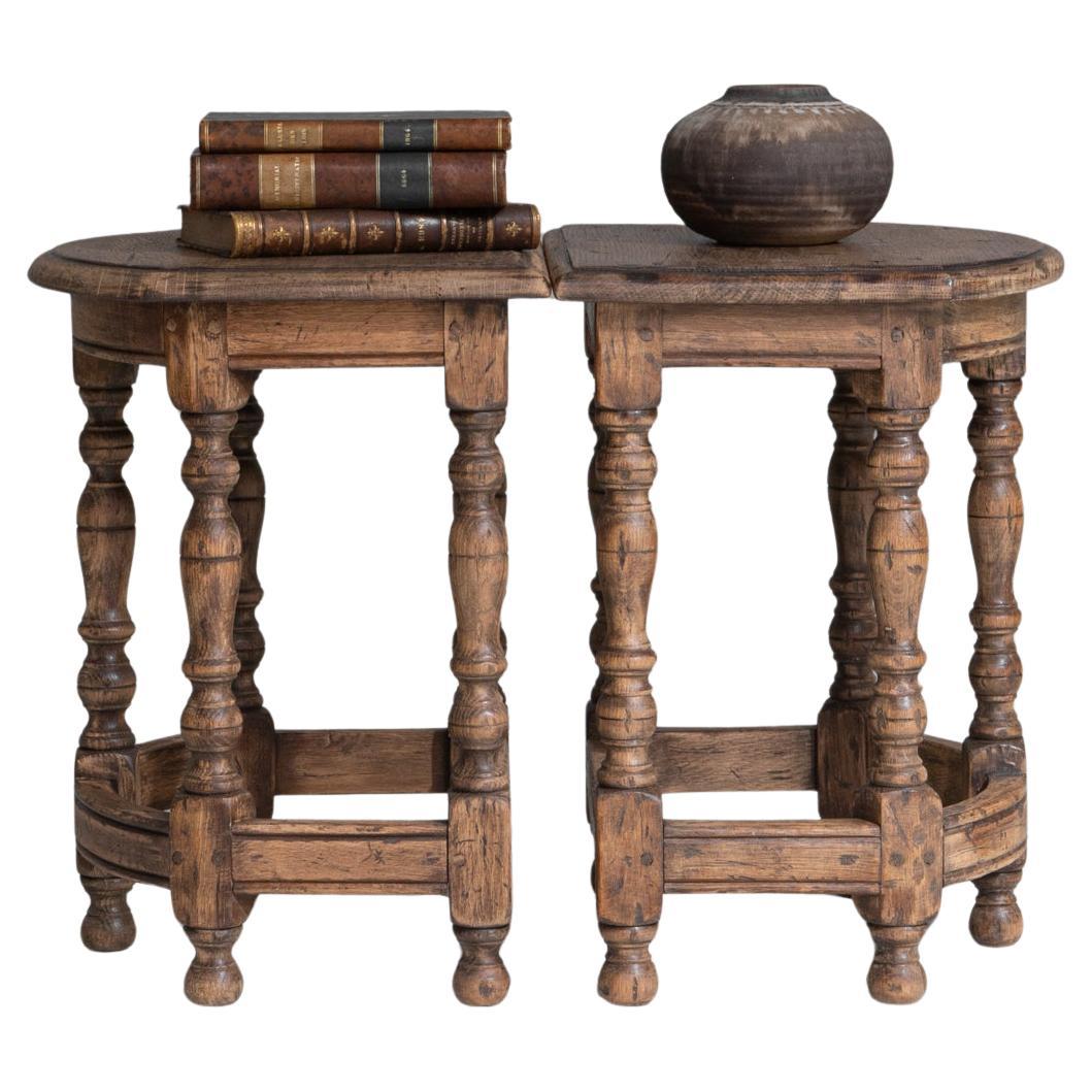 Pair Of 19th Century French Louis XIII Style Stools For Sale
