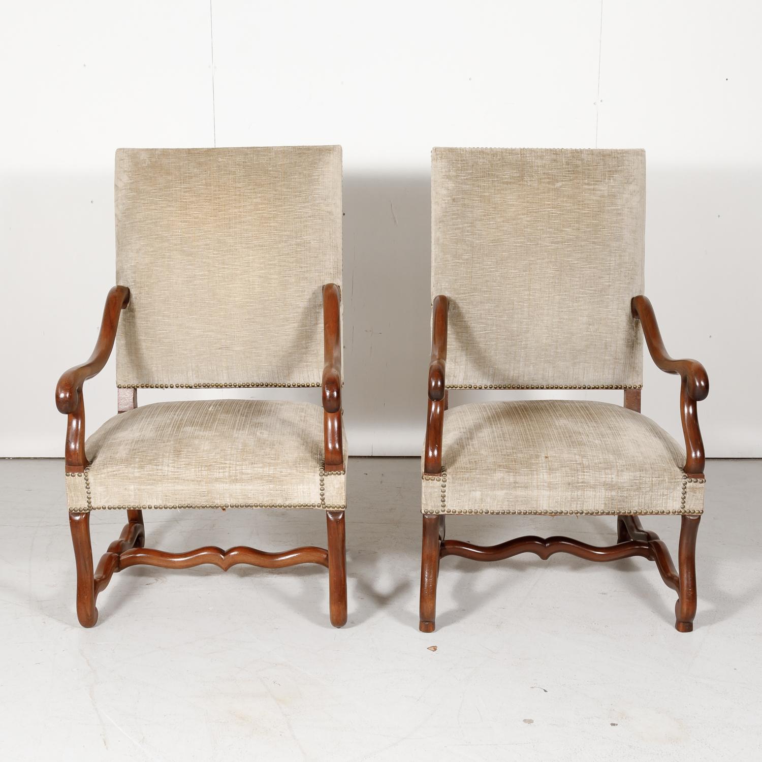 Pair of French Louis XIII Style Os de Mouton Armchairs 5