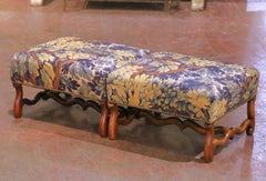 Coppia di sgabelli francesi Luigi XIII del XIX secolo in noce con rivestimento in arazzo