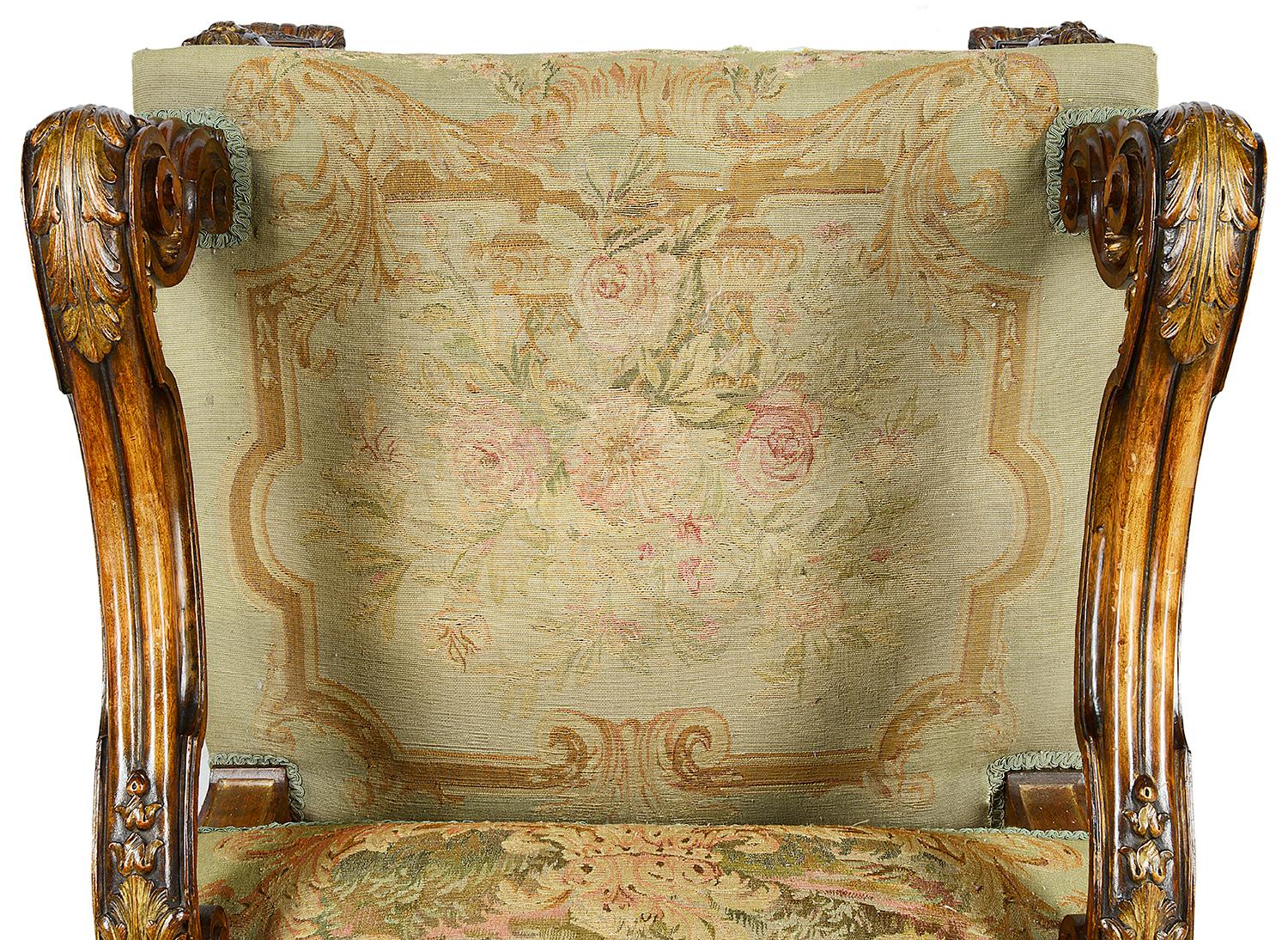 Tapestry Pair of 19th Century French Louis XIV Armchairs For Sale