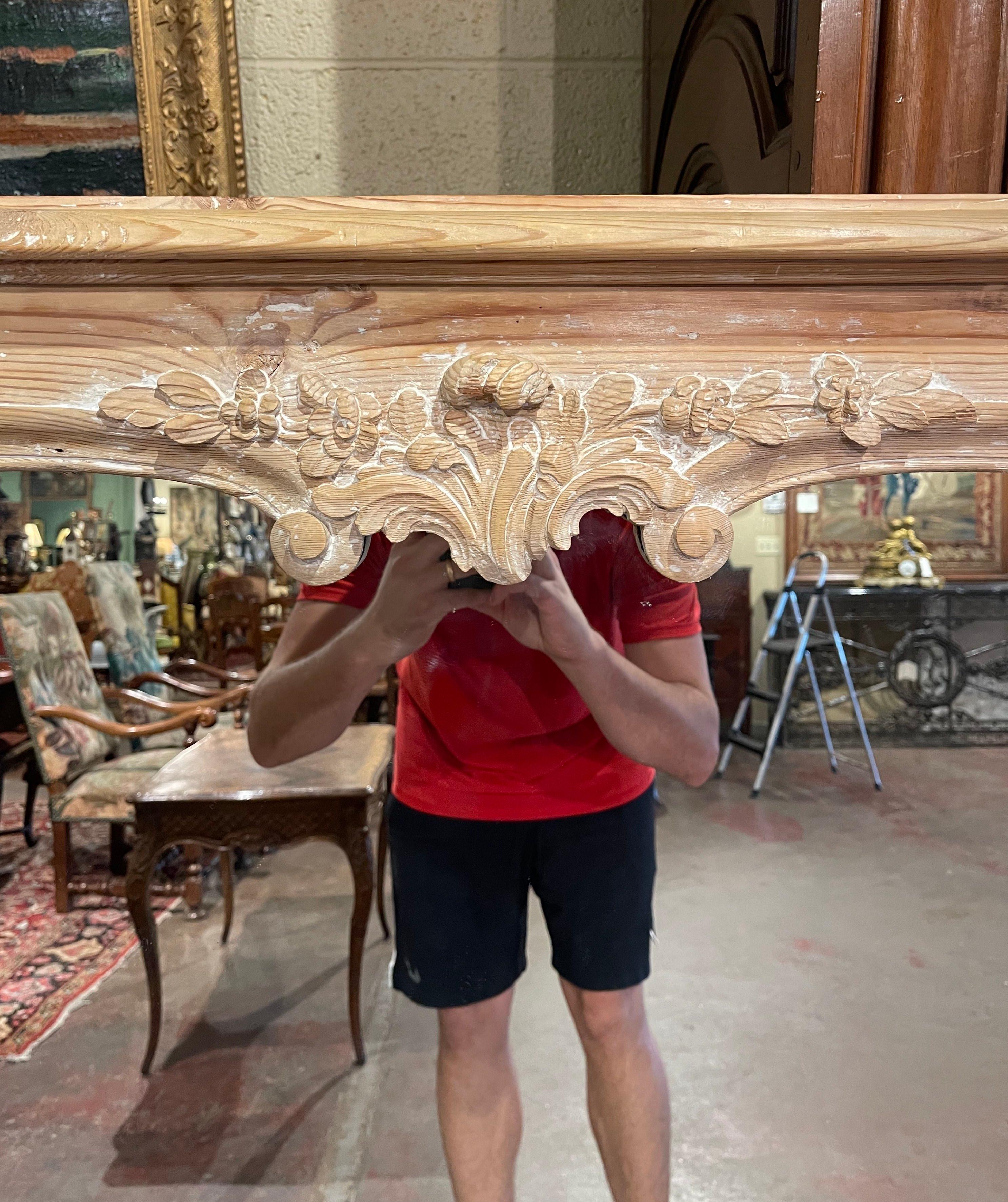 Pair of 19th Century French Louis XIV Rococo Carved Pine Wall Mirrors For Sale 1