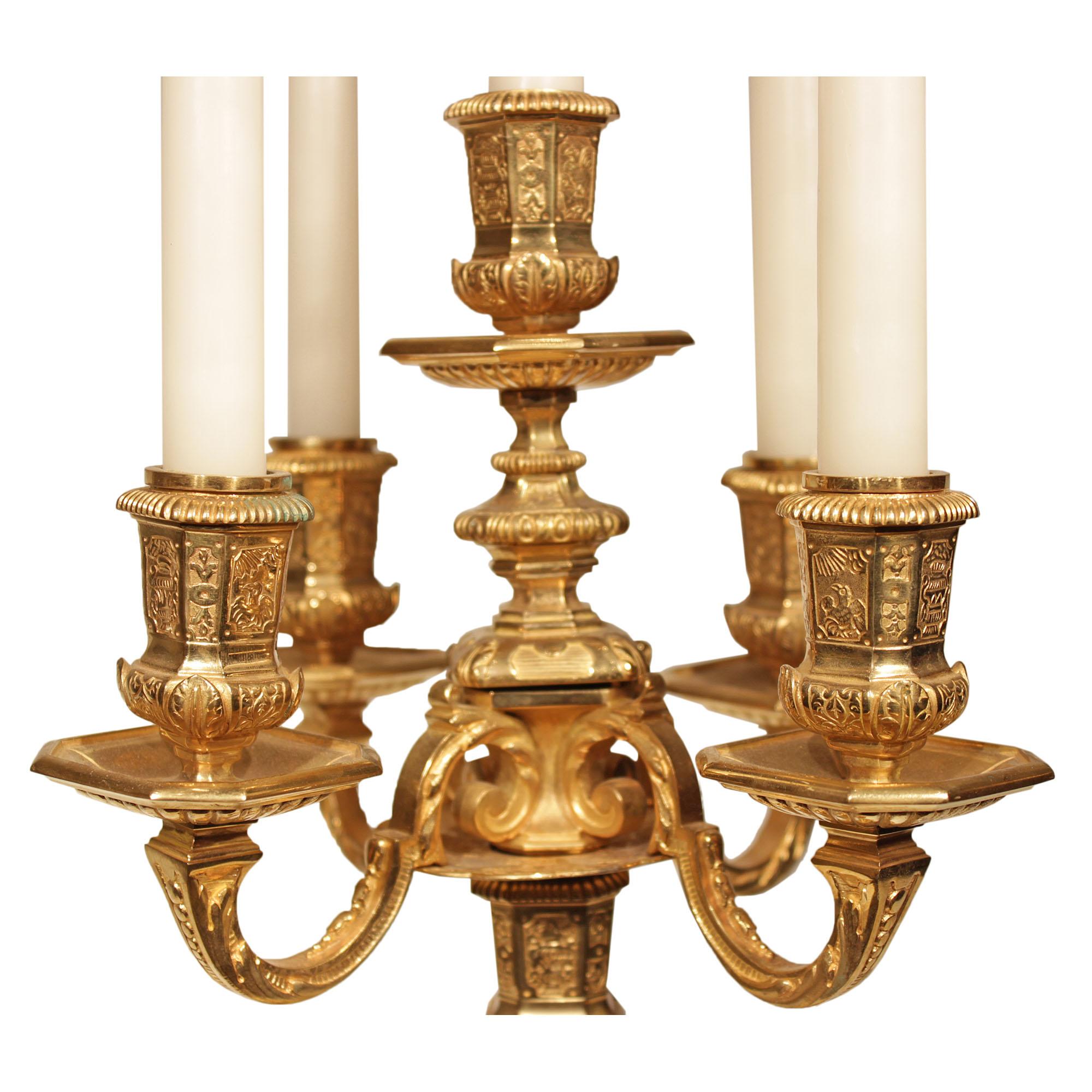 Pair of 19th Century French Louis XIV St. Ormolu Candelabras In Good Condition For Sale In West Palm Beach, FL