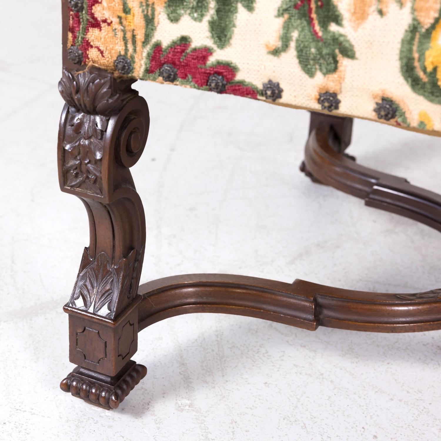 Pair of 19th Century French Louis XIV Style Carved Walnut Fauteuils 4