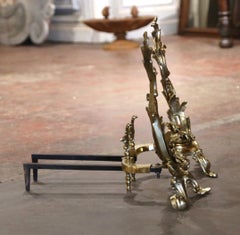 Pair of 19th Century French Louis XV Bronze Doré Chenets Andirons