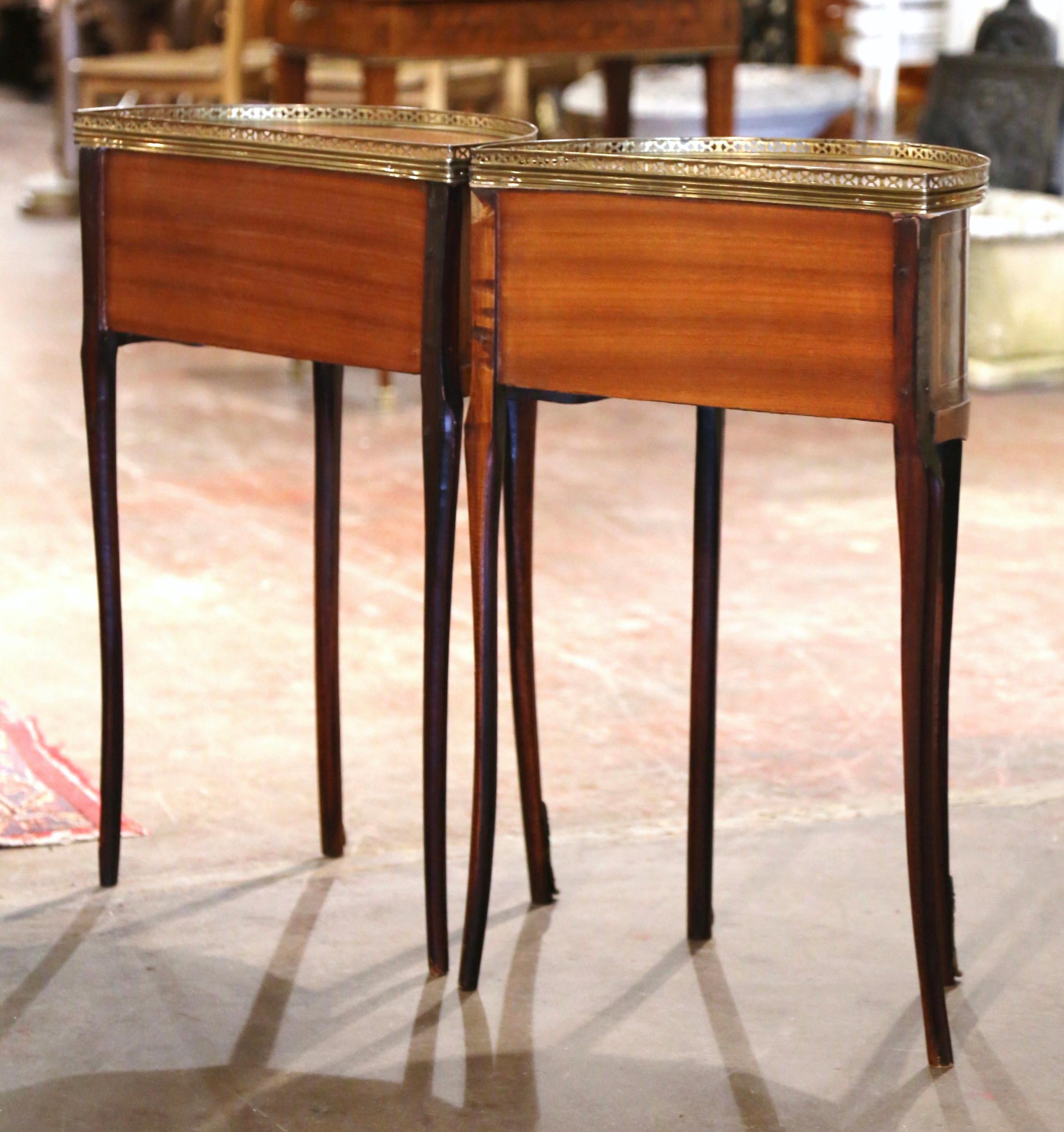 Pair of 19th Century French Louis XV Burl Walnut Demi-Lune Bedside Tables 1