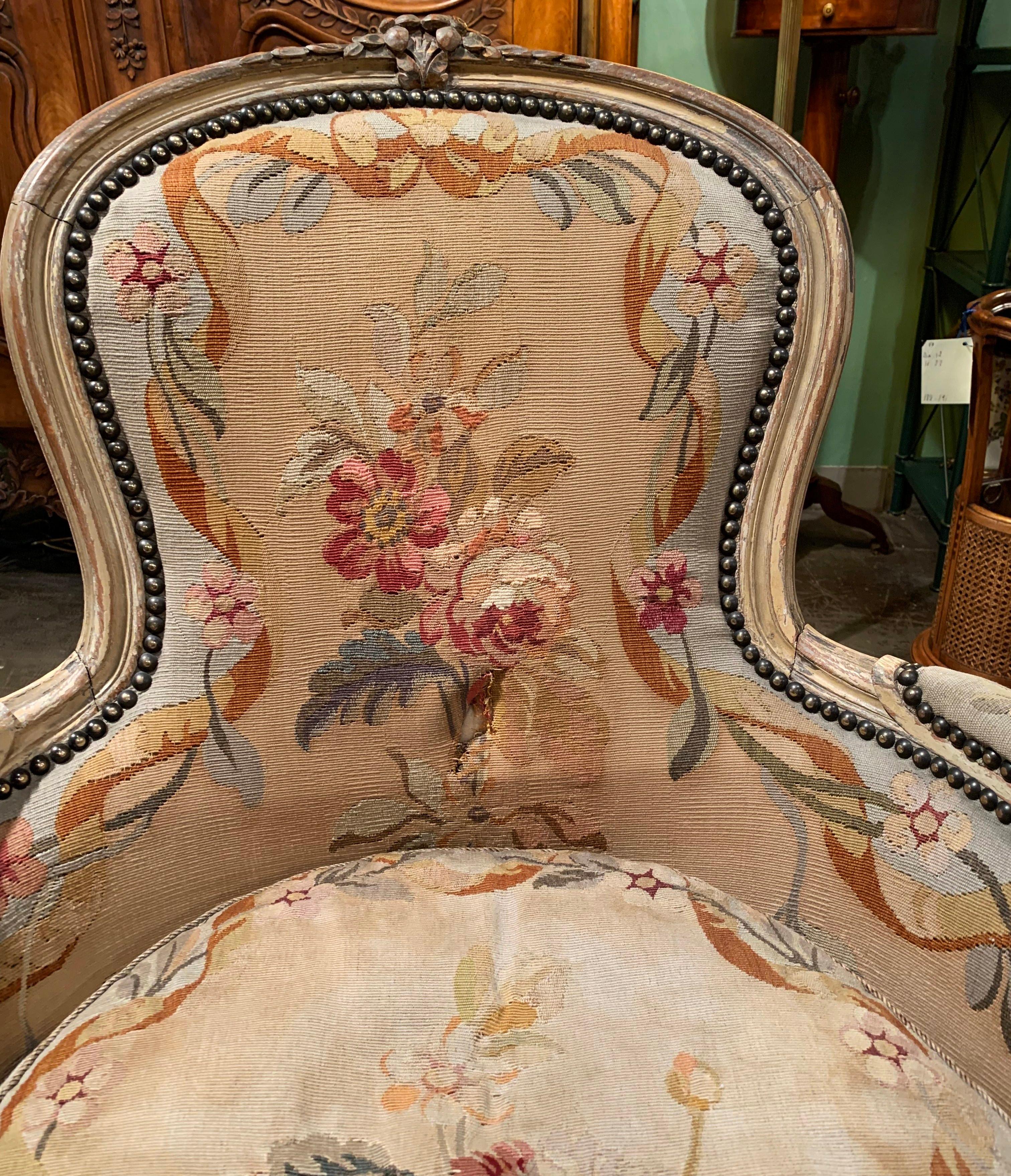 Pair of 19th Century French Louis XV Carved Armchairs with Aubusson Tapestry 6
